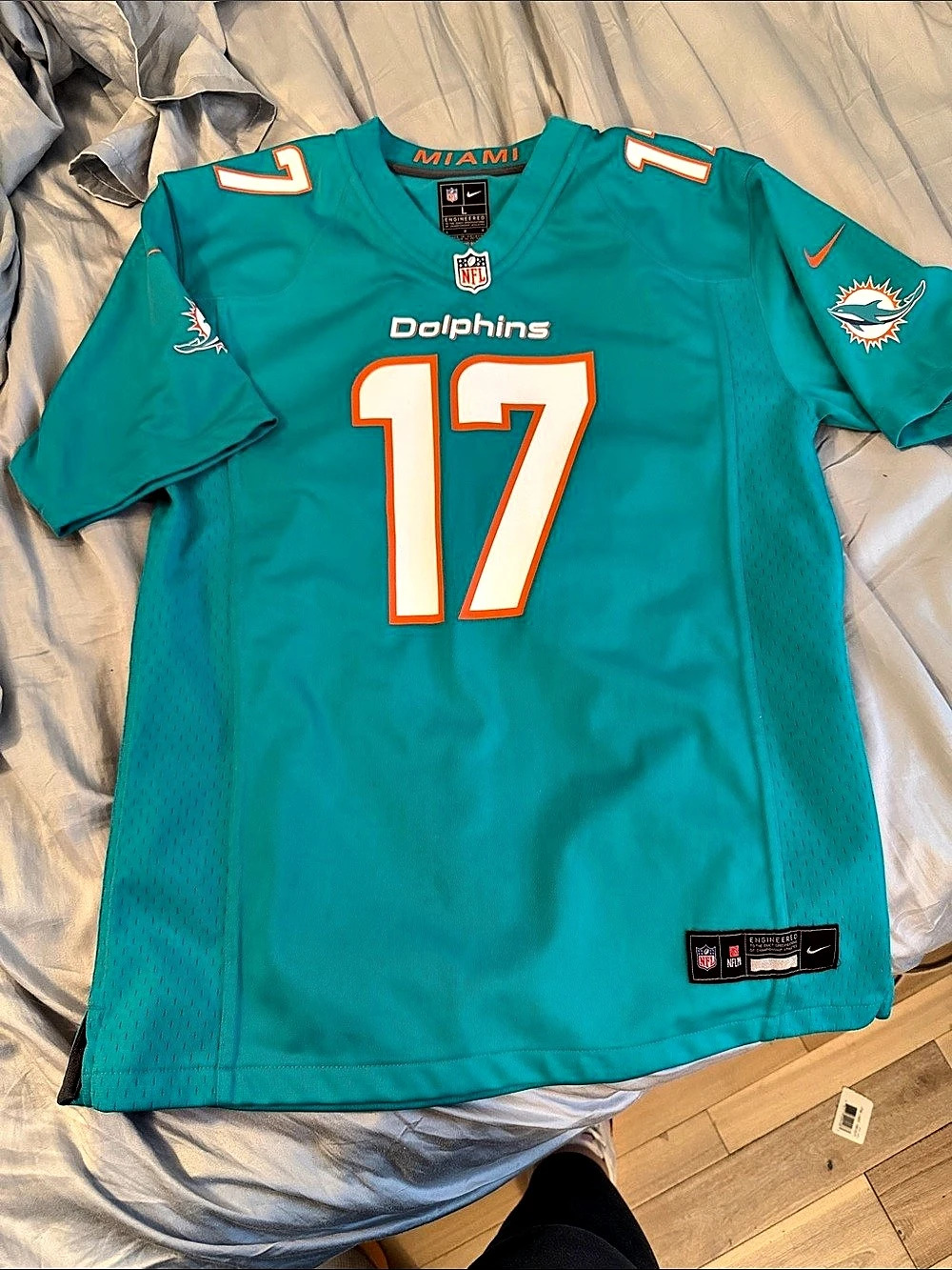 Nike Miami Dolphins Jaylen Waddle #17 Nike Game Jersey Blue & Orange Large